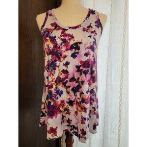 Watercolor Floral Tank Long‎ Flowy Stretchy Small